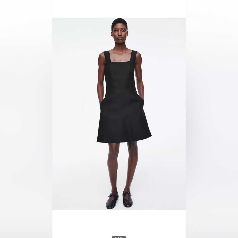 COS Square-Neck Mini Linen Blend Dress